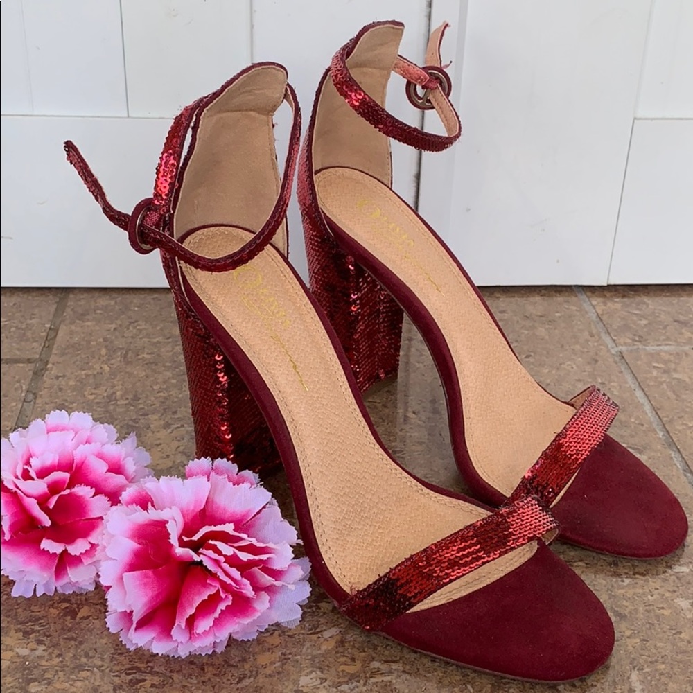 Olivia Jaymes Wine Sequins Heels